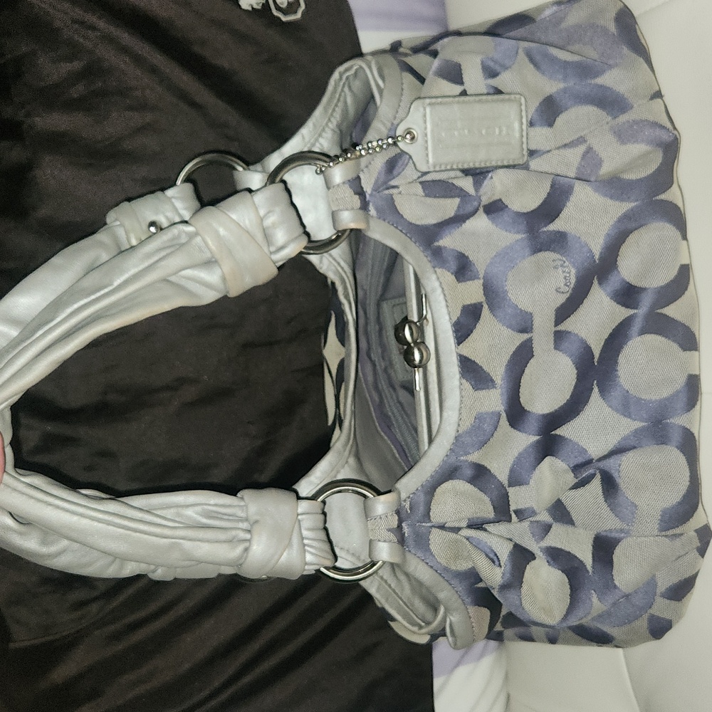 Coach Purple and Gray Shoulder Bag with Geometric Pattern